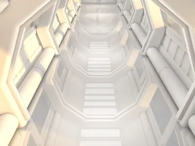 Sci Fi Corridor Low-poly 3D model 16