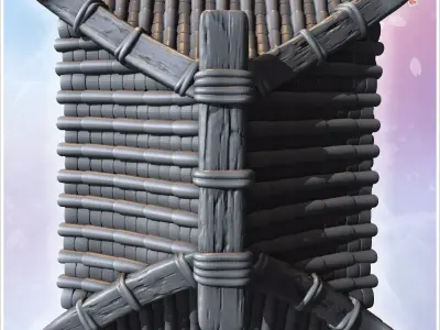 Traditional Japanese pagoda-style house with intricate wooden be 3D print model