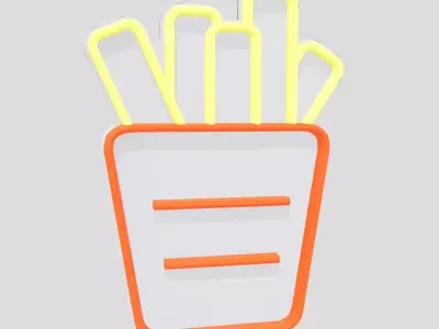 Neon Sign Fries Low-poly 3D model