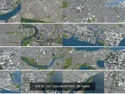 TOP 50 cities in USA 3D Model Pack
