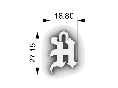 Gothic Letter H Pendant 3D print model
