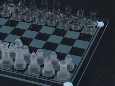 Chess Western International - glass - modern Low-poly 3D model