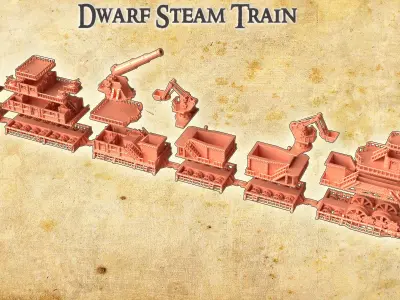 Dwarf Steam Train model 28 mm 3D print model