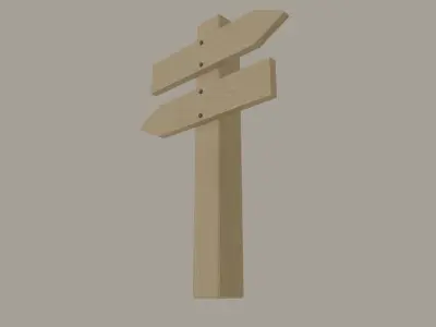 Wooden Arrow Sign Low-poly 3D model