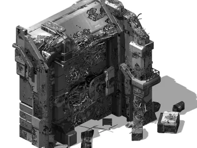 Space - damaged wall 02 3D model