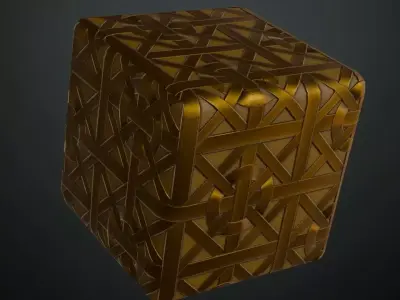 Luxury Gold Woven Geometric Pattern PBR Texture
