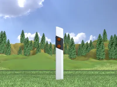 Delineator with wildlife warning reflector yellow L Low-poly 3D model