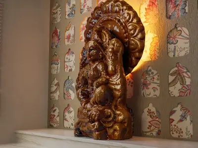 Temple Door Designs and Lakshmi Devi Statue Free 3D model