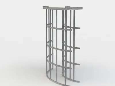 High road curve left Low-poly 3D model