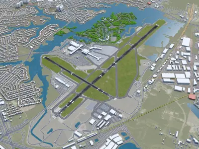 Norfolk International Airport 10km Low-poly 3D model