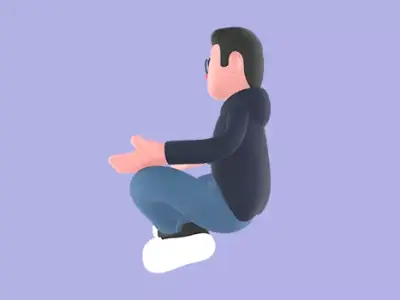 Stylized 3D Male Programmer Character - Angry Cross Leg Pose 3D model