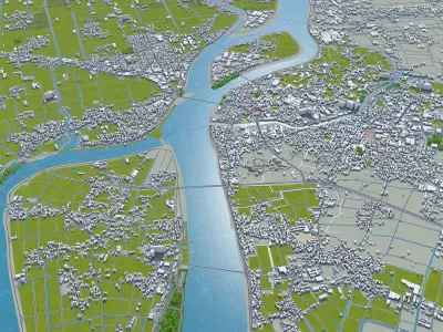 Saga City Japan 50km Low-poly 3D model