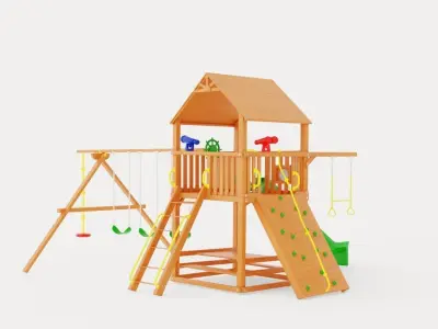 Circus Clubhouse Pkg II Popular With Wood Roof Low-poly 3D model