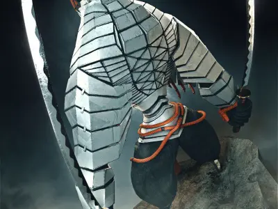 Sci-fi Samurai  low-poly  Low-poly 3D model