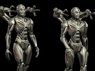 Futuristic Sci Fi Robots - Rigged 3D Model Pack