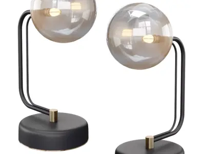 Bubble Glass Table Lamp Set Low-poly 3D model