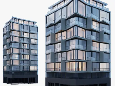 Modern residential building 6 3D model