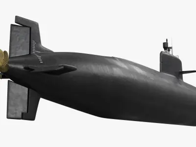  Modern Diesel-Electric Submarine Black Rigged for Cinema 4D 