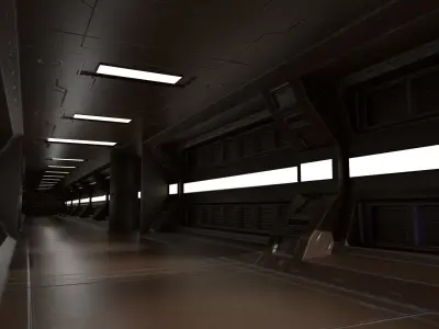 Sci-fi Modular Corridor Low-poly 3D model