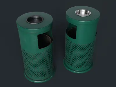 Street Trash Can 1 PBR Game Ready Low-poly 3D model
