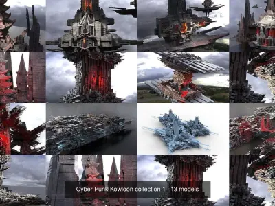 Cyber Punk Kowloon collection 1 3D Model Pack