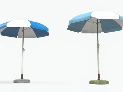 Garden Umbrella - 5 Color Variants  Low-poly 3D model