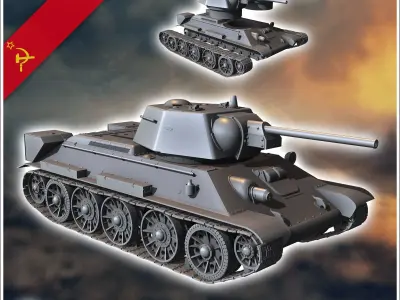 OT-34 flamethrower tank - Soviet army WW2 Second World East fron 3D print model