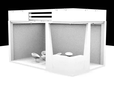 2 side Open Exhibition Booth with Green-White Accent 3D model