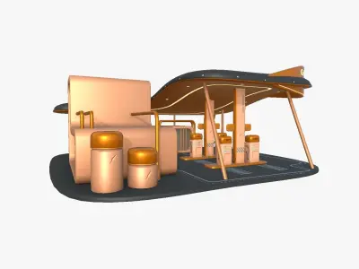 SciFi Gas Station A04 Orange - Sci Fi Exterior Design Low-poly 3D model