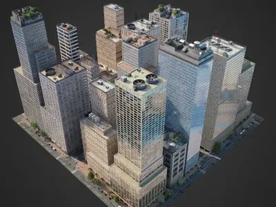 Realistic City District C6-C16 3D model