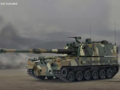  K9 Thunder South Korean Howitzer Rigged for Maya 