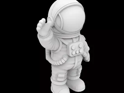 Cartoon Astronaut Waving 3D Print Model 3D print model