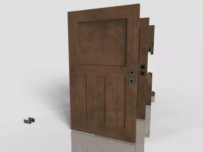 Wood Door - Damage - Old Low-poly 3D model