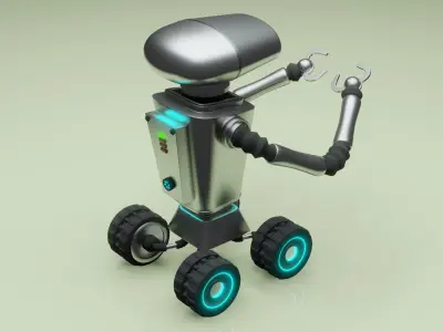  Robot assistant silver metallic 3D model