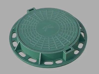 Soviet rusty street sewer manhole 3D model Low-poly 3D model