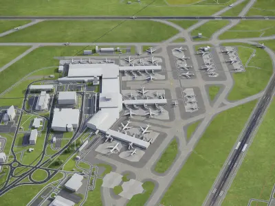 Prague - Vaclav Havel Airport - PRG Low-poly 3D model