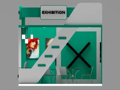 Exhibition Stall Low-poly 3D model