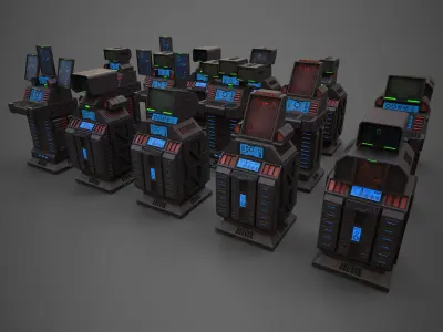Sci-Fi Console Collection Low-poly 3D model