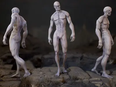 Zombies Collection man with belly Low-poly 3D model