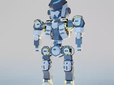 Samurai Chibi Gundam Robot Low-poly 3D model