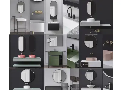 Washbasins Furniture 3d model collection 10 pieces 3D Model Pack