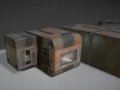 Futuristic Living Module Rusty Version Low-poly 3D model