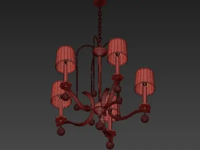 WHITNEY four light chandelier with shades 3D model