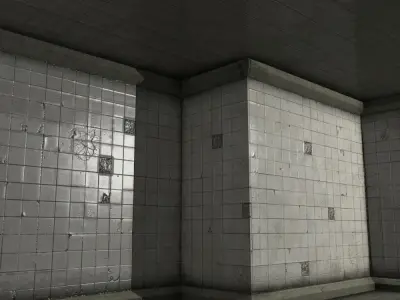 Grunge Tile Room 3D model