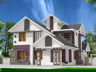 HOME 6 modern house in kerala 3D model