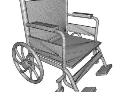 Wooden Wheelchair Toy Low-poly 3D model