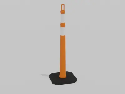 Traffic Cone Delineator Post Low-poly 3D model