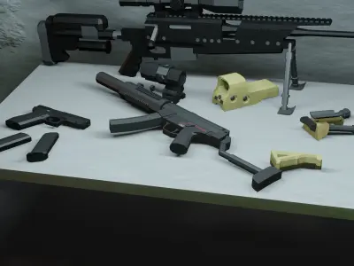 weapons pack low poly Low-poly 3D model