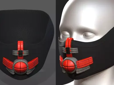 Gas mask respirator scifi futuristic 3d  Low-poly 3D model 13