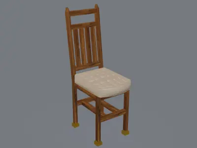 Nordic wooden dining chair 3D model